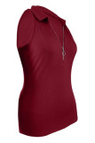 Solid Color Lapel Zipper Sleeveless Vest 