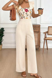 Retro Square Neck Ruffled Wide Leg Jumpsuit