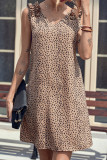 Polka Dot V-neck Ruffled Sleeveless Dress