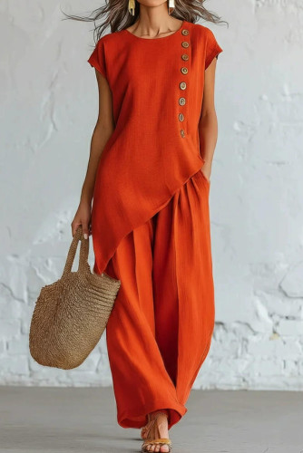 Large Size T-shirt Wide Leg Pants 2-piece Set