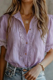 Loose Lace Short Sleeved Casual Shirt