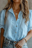 Loose Lace Short Sleeved Casual Shirt