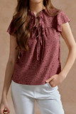 Large Size Floral Print Lace Up Short Sleeved T-shirt