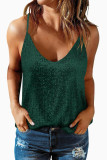V-neck Sleeveless Sequined Vest