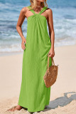 Sleeveless Hanging Neck Pocket Beach Dress