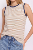 Striped Printed Round Neck Sleeveless Vest