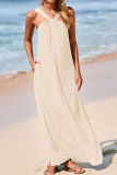 Sleeveless Hanging Neck Pocket Beach Dress