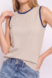 Striped Printed Round Neck Sleeveless Vest