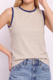 Striped Printed Round Neck Sleeveless Vest
