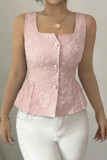 Jacquard Sleeveless Square Neck Ruffled Vest