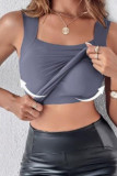 Solid Color Chest Cushion U-neck Sleeveless Vest
