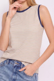 Striped Printed Round Neck Sleeveless Vest