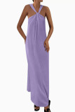 Sleeveless Hanging Neck Pocket Beach Dress