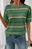 Striped Contrasting Short Sleeved Knitted Sweater