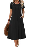 Round Neck Short Sleeved Printed Dress