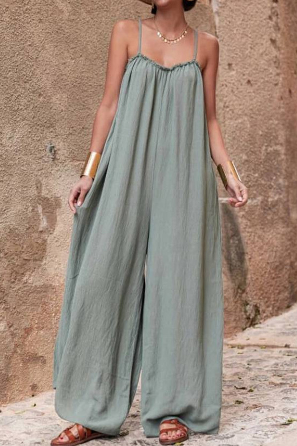 Large Size Sleeveless Backless Loose Jumpsuit