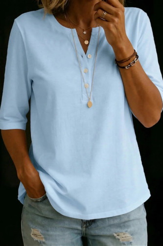 Large Size Short Sleeved V-neck T-shirt