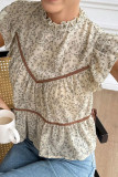 Vintage Floral V-neck Short Sleeved Chiffon Shirt