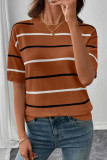 Striped Contrasting Short Sleeved Knitted Sweater