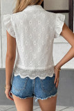 Jacquard Fly Sleeve Solid Color Lapel Shirt