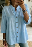 Retro Solid Color Seven Quarter Sleeved Shirt