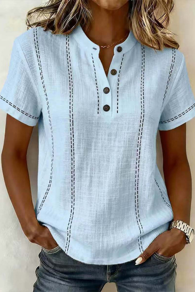 Large Size Printed Button Short Sleeved Shirt