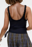 V-neck Sleeveless Ruffled Camisole Vest