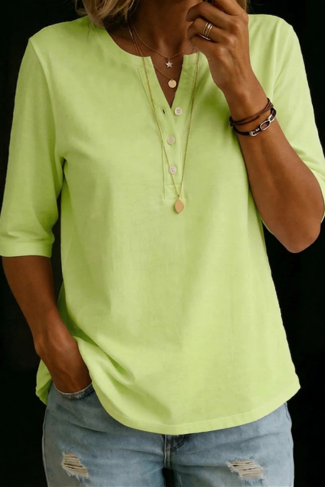Large Size Short Sleeved V-neck T-shirt