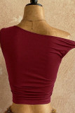 Solid Color Slanted Shoulder Slim Fit Vest
