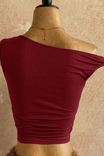 Solid Color Slanted Shoulder Slim Fit Vest