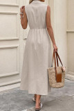 French Commuting Style Lapel Sleeveless Dress
