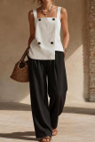 Square Neck Vest Wide Leg Pants Two-piece Set