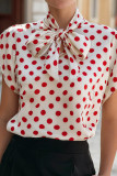 Polka Dot Short Sleeved Lace Up Shirt