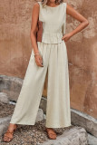 Sleeveless Ruffled Vest Wide Leg Pants Two-piece Set