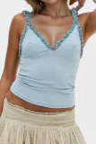 V-neck Sleeveless Ruffled Camisole Vest