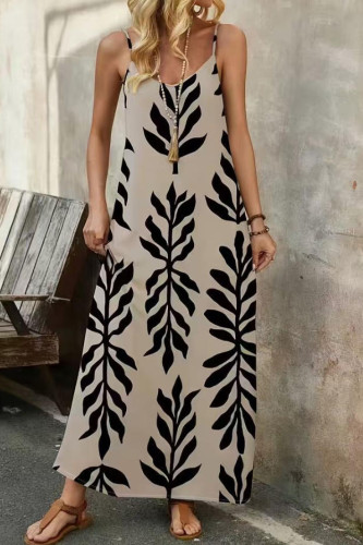 Printed V-neck Sleeveless Camisole Dress