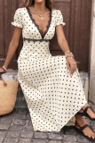 French Retro Polka Dot Lace V-neck Backless Dress