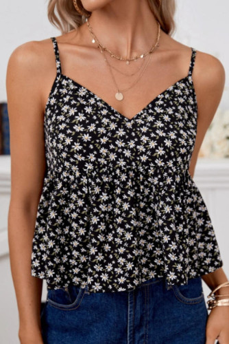 Floral Print Sleeveless V-neck Vest
