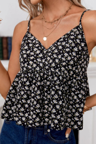 Floral Print Sleeveless V-neck Vest