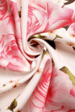 French Floral Hanging Neck High Waisted Dress