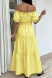 One Shoulder Bubble Sleeve Waist Cinching Dress