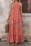 Bohemia Printed Neckless Backless Dress