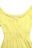 One Shoulder Bubble Sleeve Waist Cinching Dress