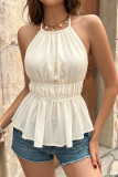 Solid Color Backless Waist Cinched Vest