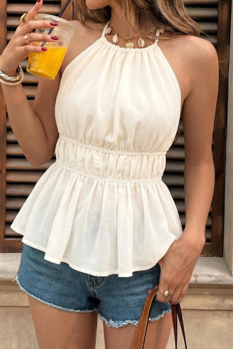 Solid Color Backless Waist Cinched Vest