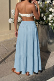 Solid Color Elastic Waist Pleated Skirt