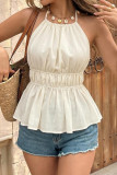Solid Color Backless Waist Cinched Vest