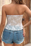 Lace Strapless Waist Cinching Shirt