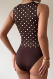 Retro Polka Dot Deep V-neck Sleeveless Jumpsuit