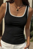 Solid Color Lace Knit Camisole Vest